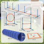 Dog Agility Equipment, 8PCS Agility Training Set with Tunnel, Weave Poles, Adjustable Hurdles, Jump Ring