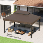 Pavillon-Ersatzdach, 3 x 4 m, Ersatzplane mit Wasserablauf-Öffnungen, Polyester, Sonnenschutz, UPF30+, Kaffee