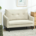 2-Sitzer-Sofa mit Schaumstoff-Polsterung und Stoffbezug, f¨¹r Wohnzimmer, Schlafzimmer, Metallrahmen, Cremewei?