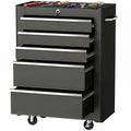 5-Drawer Tool Chest, Lockable Steel Tool Storage Cabinet with Wheels and Handle Tool Box for Garage, Workshop, Black