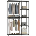 Stoffschrank Kleiderschrank mit Kleiderstange, Ablagen, f¨¹r Schlafzimmer, Ankleidezimmer, 111 x 43 x 185 cm, Schwarz
