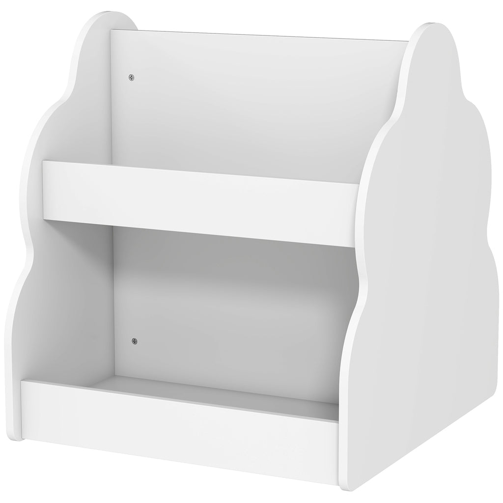 Kinderregal, 2-stöckiges Kinder-Bücherregal mit Rädern, 4 Regalen, für Kinderzimmer, Spielzimmer, 54x50x56 cm, Weiß