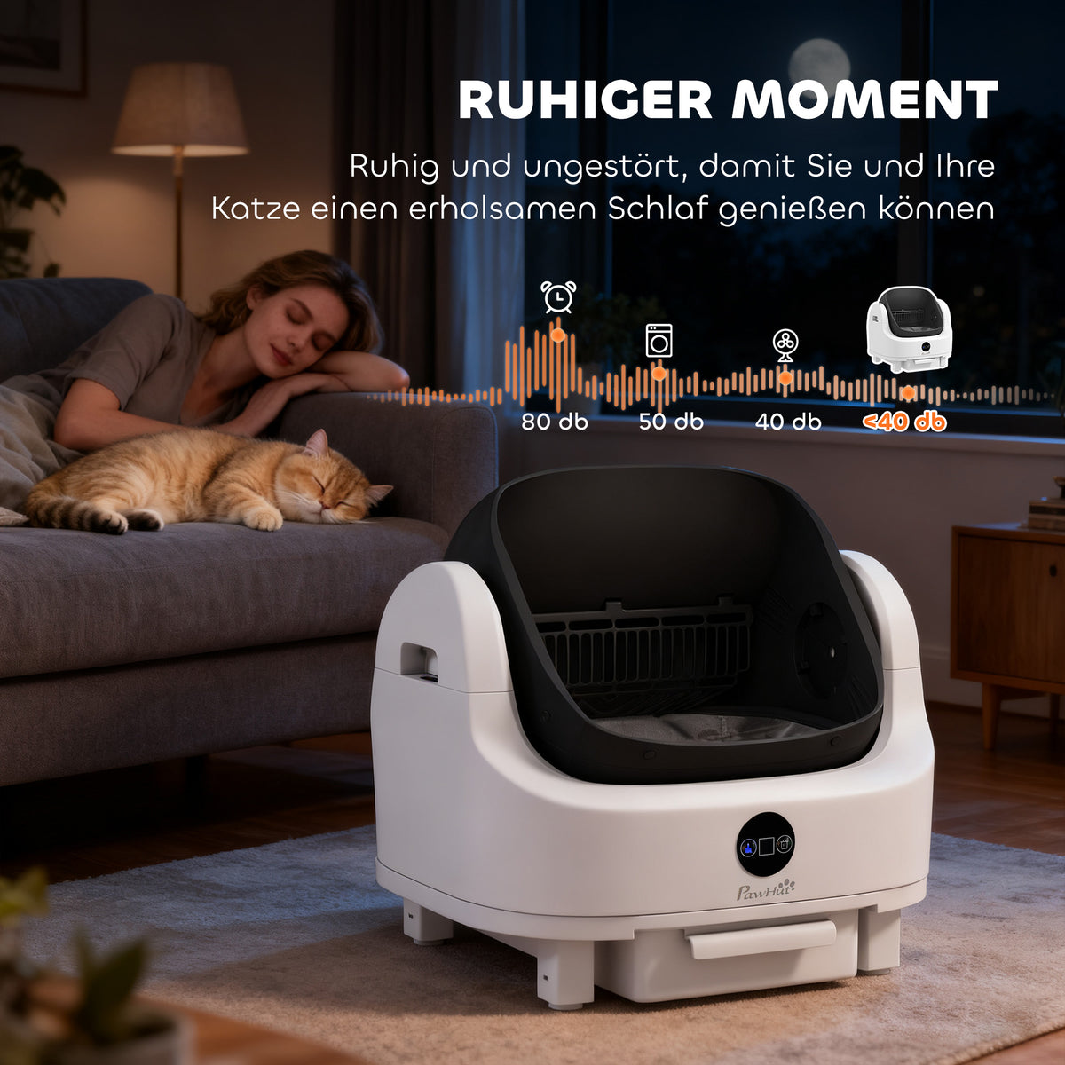 Selbstreinigende Katzentoilette, 42,7L Katzenklo für Katzen 1-5 kg