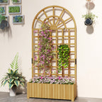 Wooden Raised Planter with Trellis, Raised Bed for Garden with Lattice and Drainage Holes for Climbing Plants