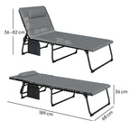 Set of Two Reclining Sun Loungers - Charcoal Grey