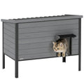 Wetterfest Katzenhaus mit aufklappbarem Dach herausnehmbarem Boden Eingang für 1-2 Katzen bis 12 kg 85x55x70 cm Hellgrau