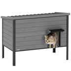 Wetterfest Katzenhaus mit aufklappbarem Dach herausnehmbarem Boden Eingang für 1-2 Katzen bis 12 kg 85x55x70 cm Hellgrau