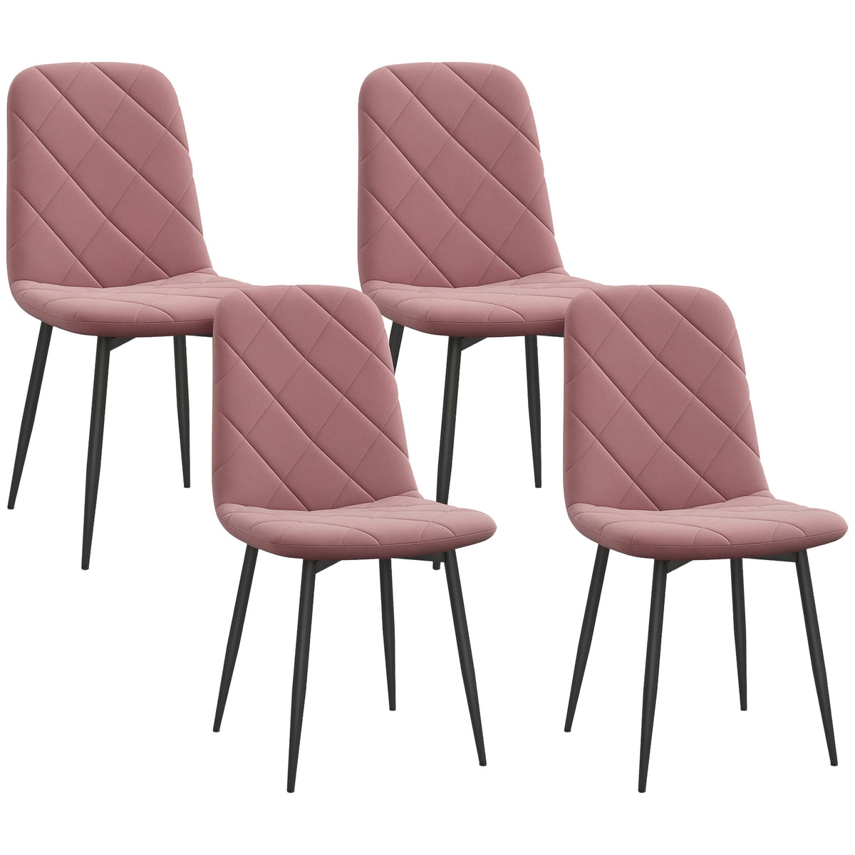 Esszimmerstühle 4er Set Küchenstuhl mit Rückenlehne, Samtoptik, Sessel 45 x 54 x 87 cm Rosa