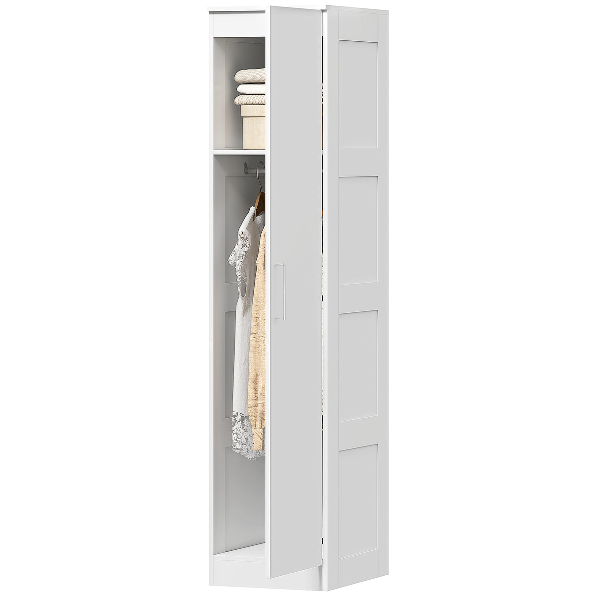 Kleiderschrank Mehrzweckschrank mit Kleiderstange, Regal, Soft-Close-T¨¹r 40 x 52 x 180 cm Wei?