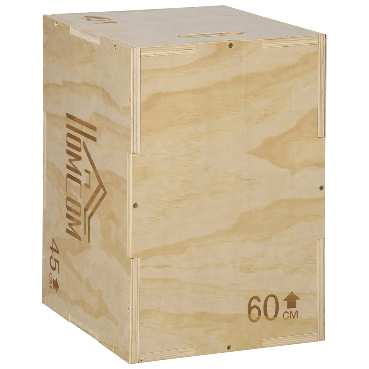 Plyo Box, Sprungbox aus Holz, Plyometric Plattform mit Griff f¨¹r Zuhause, 45 x 40 x 60 cm, Naturholz