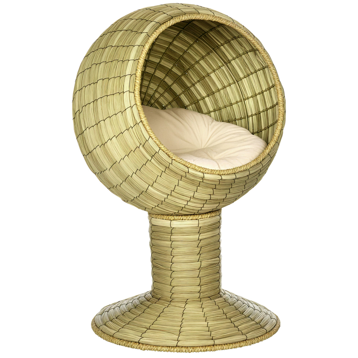  Katzenhöhle aus Seegras, 2-teilig, flexibel positionierbar, 41 cm x 41 cm x 71,5 cm, Natur