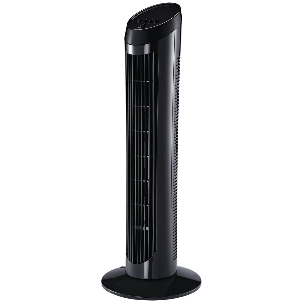 Standventilator 45 W Turmventilator Ventilator leise 3 Belüftungsstufen, 70° Oszillation, ABS, Schwarz, Ø27 x H75 cm