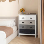Sideboard, Kommode, 5 Schubladen, lackierte Oberfl?che, MDF & Kiefernholz, 70 x 38 x 85 cm, Wei?