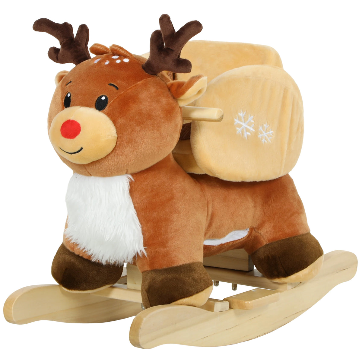 Kinder Schaukelpferd Baby Schaukeltier Rentier mit Schlaflieder, f¨¹r 18-36 Monate Pl¨¹sch 65 x 32 x 55 cm Braun