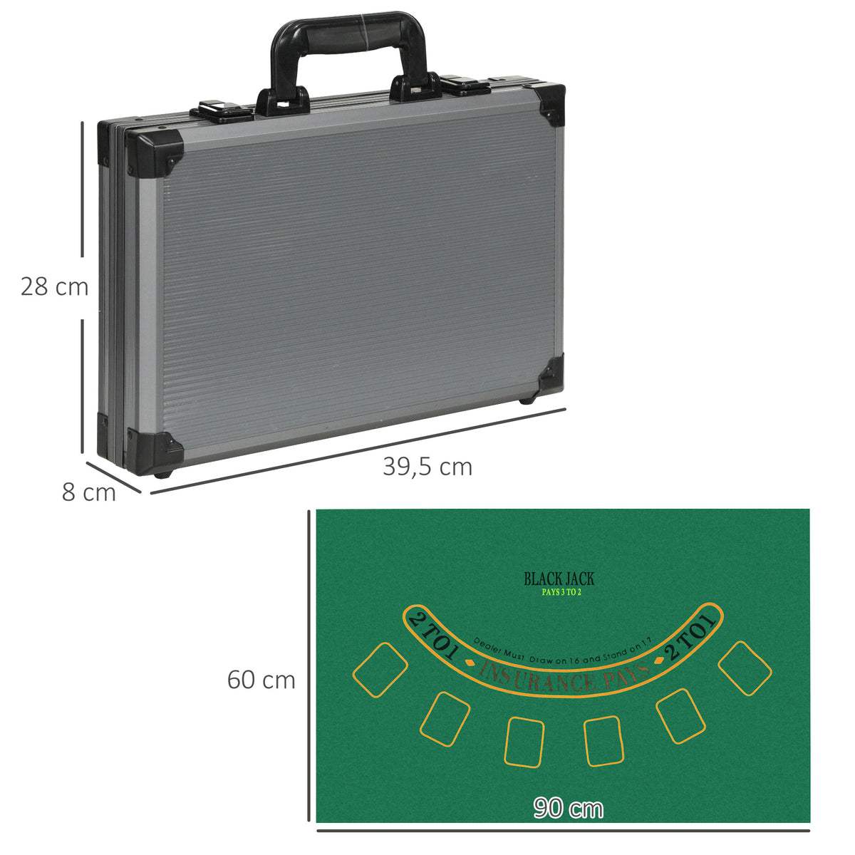 Poker-Set, Pokerkoffer, 400 Chips, 2 Kartendecks, 5 W¨¹rfel, Dealer-Scheibe, Unterlage