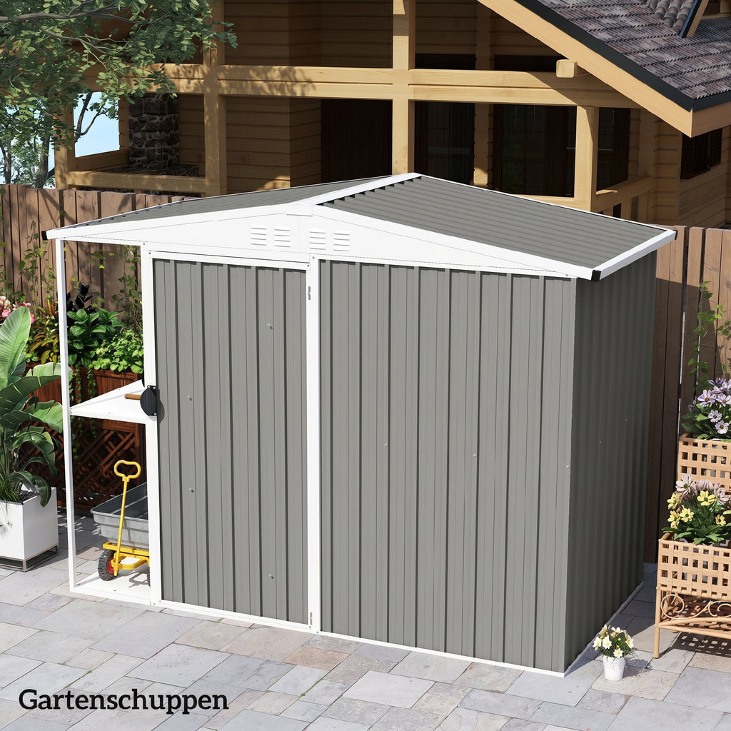 Set of 12 Corrugated Steel Roof Sheet Panels - Light Grey