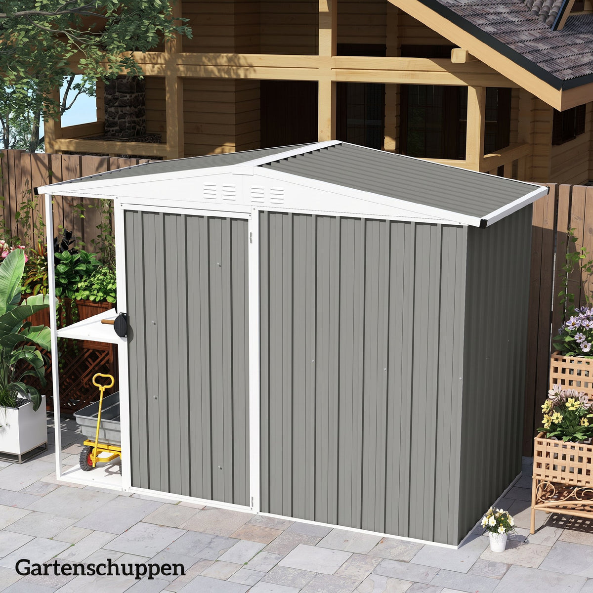Set of 12 Corrugated Steel Roof Sheet Panels - Light Grey