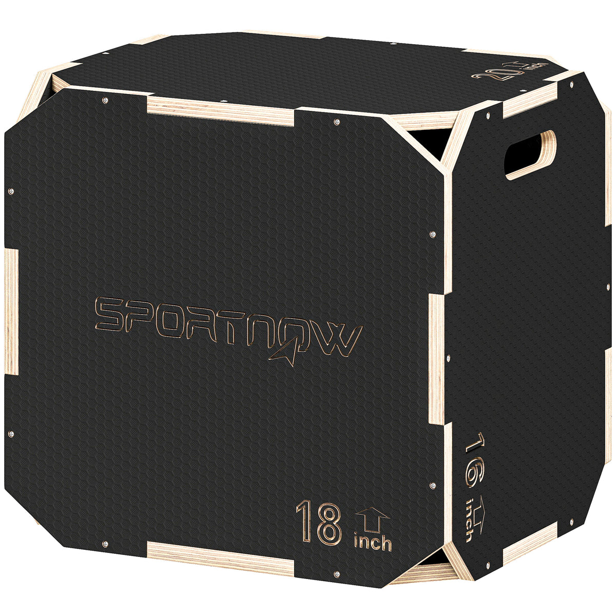 Non-Slip Plyo Box, Corner-free Wooden Jump Box, 41 x 51 x 48 cm