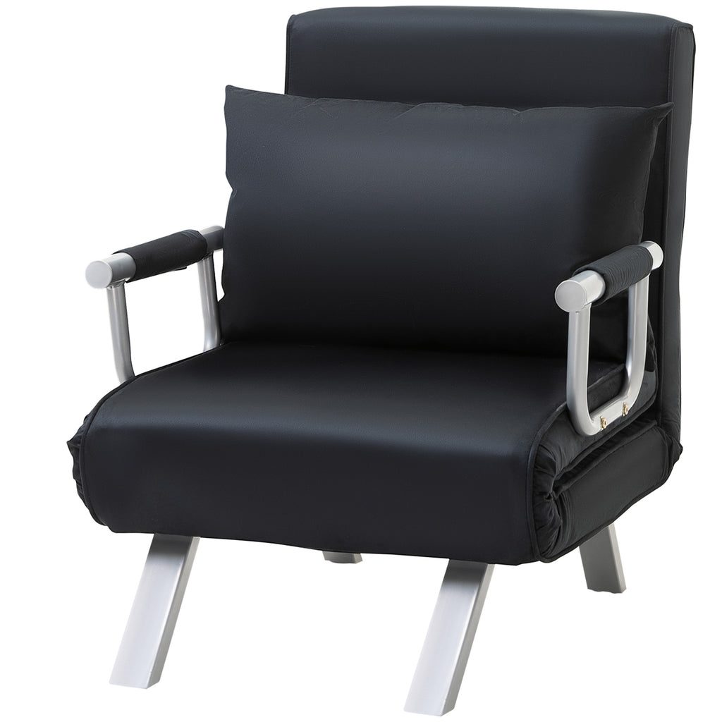 3-in-1 Schlafsofa, G?stebett, Sessel inklusive Kissen, Schwarz