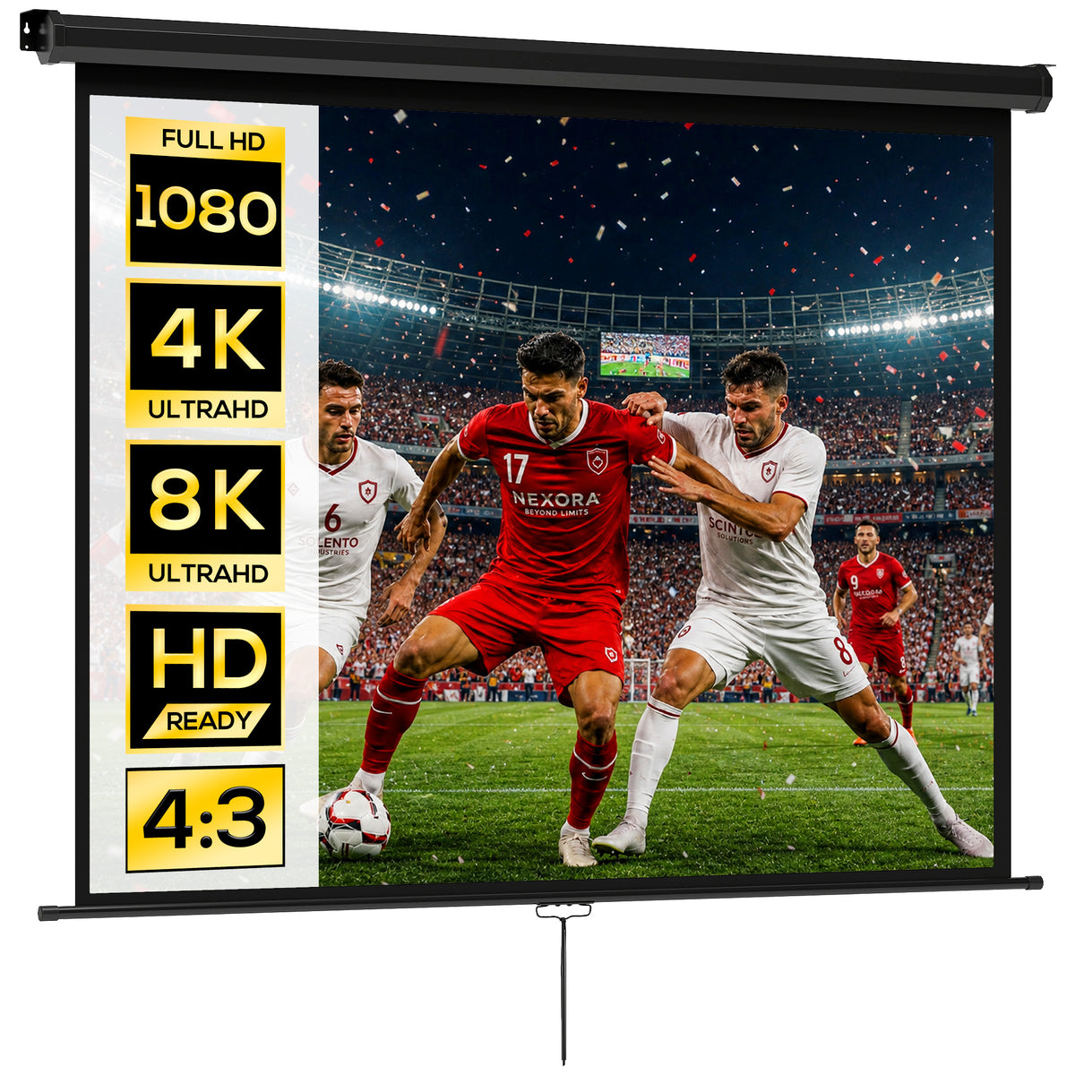 Beamer Leinwand 171 x 128 cm 84 Zoll 4:3 HD 4K Projektionsleinwand Kunststoff, Metall Heimkino