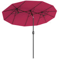 Sonnenschirm, Gartenschirm, neigbar, mit Handkurbel, Winddach, Polyester+Stahl, Weinrot, 295 x 152 cm