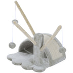 Kratzbaum 40 cm Kleiner Katzenturm mit Höhle, 2 Spielball, Kratzmatte, Katzenkratzbaum, Kletterbaum, für kleine & große Katzen, Hellgrau