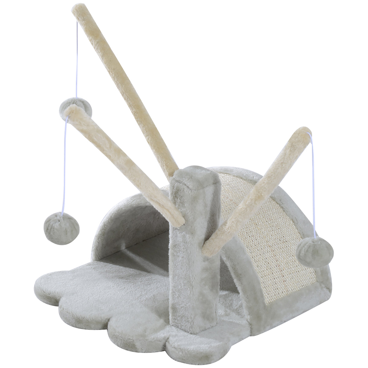 Kratzbaum 40 cm Kleiner Katzenturm mit Höhle, 2 Spielball, Kratzmatte, Katzenkratzbaum, Kletterbaum, für kleine & große Katzen, Hellgrau