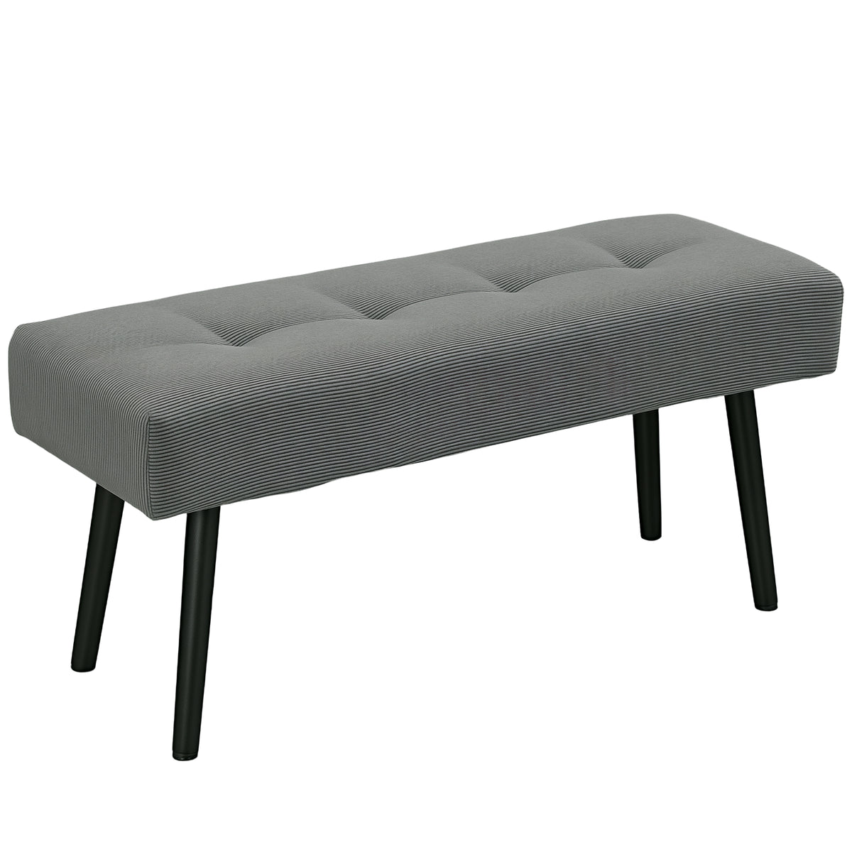 Sitzbank Polsterbank mit Cordbezug, Bettbank mit Metallbeine, Schuhbank 100 x 36 x 45 cm Grau