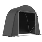 8 x 4 ft Garden Storage Tent, Waterproof Bike Tent with Roll-up Zipper Door and Galvanised Metal Frame, Dark Grey
