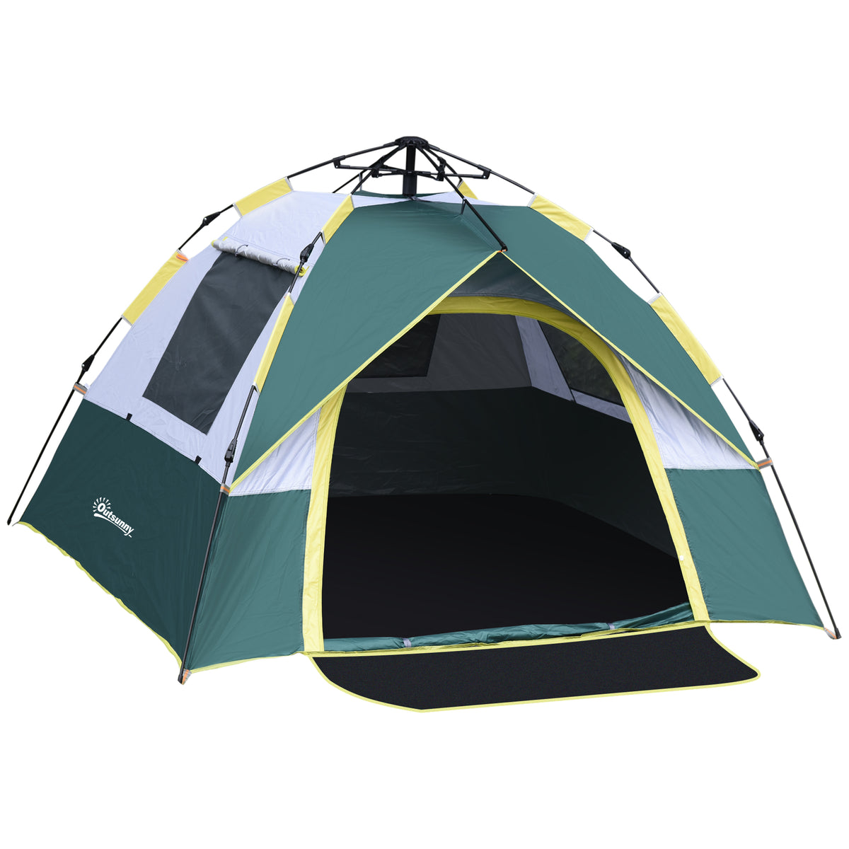 Campingzelt für 3 Personen Pop-up Kuppelzelt mit Fenster, Packtasche, Haken, Bodenplane, Familienzelt mit 1000mm Wassersäule Zelt für Camping Reise Trekking Garten