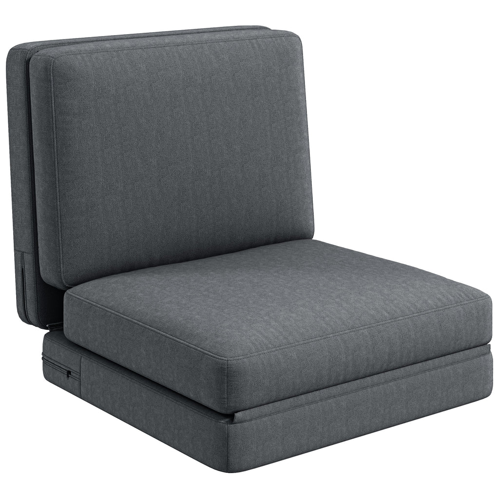Faltbarer Bodensessel mit Kissen, wandelbares Polstersofa, Wohnzimmer, G?stezimmer, B¨¹ro, 75 x 268 x 18 cm, Dunkelgrau