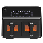 Hei?luftfritteuse, 2 Frittierk?rbe ¨¢ 4 Liter, 8 Programme, Licht, Timer, 38,5 x 38 x 30,5 cm, Schwarz