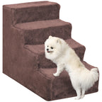 Hundetreppe 4-Stufig Abnehmbarer Bezug Für Kleine Hunde 44 cm Braun
