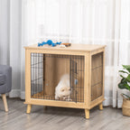 Transportbox aus Holz, Hundebox 81 cm x 58,5 cm x 76 cm Eiche Stahl Braun + Schwarz