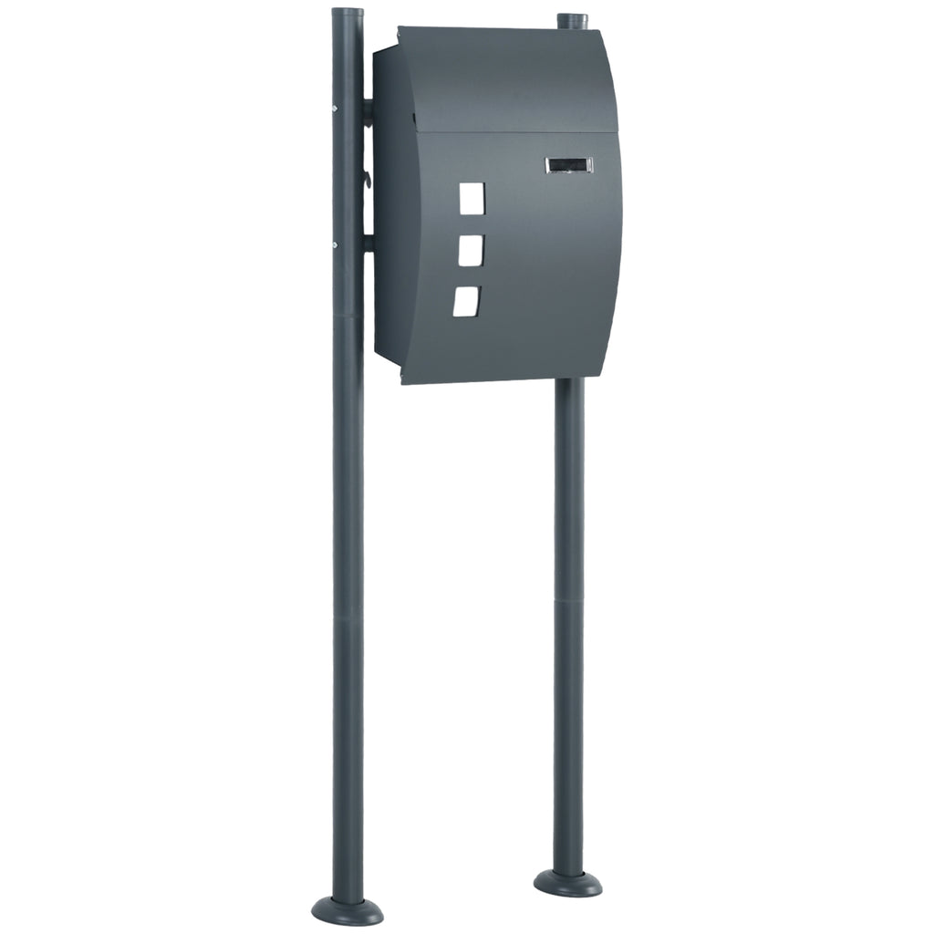 Briefkasten Postkasten, Verriegelung, Standbriefkasten, 2 Schl¨¹ssel, Stahl, 44 cm x 15 cm x 114 cm, Grau
