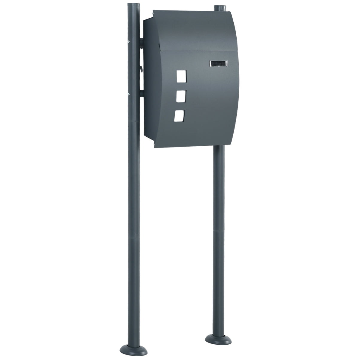 Briefkasten Postkasten, Verriegelung, Standbriefkasten, 2 Schl¨¹ssel, Stahl, 44 cm x 15 cm x 114 cm, Grau