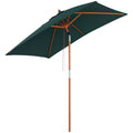 2m Tilting Wooden Pole Parasol - Green