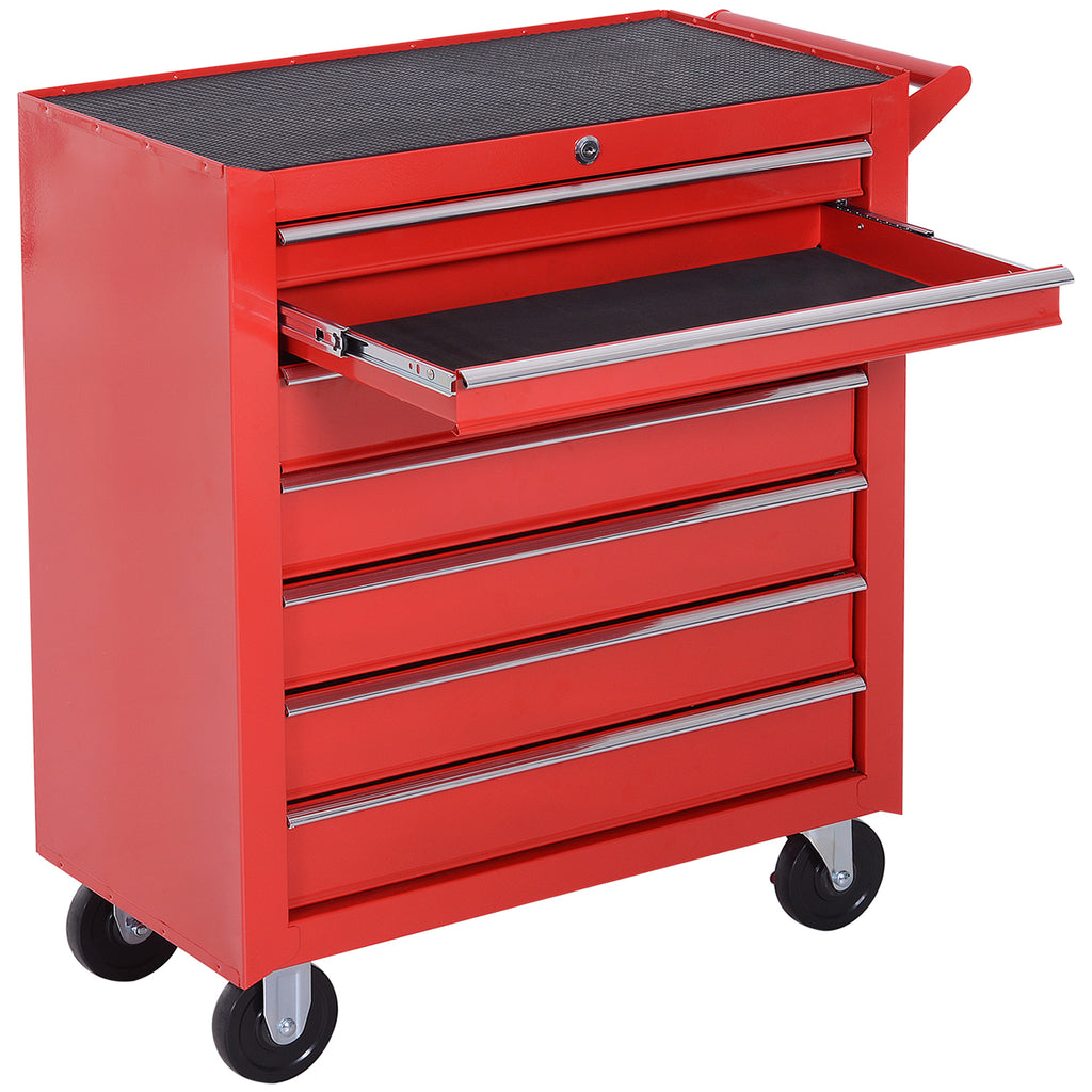 Werkzeugwagen, 2 kleine & 5 gro?e Schubladen, Stahl, bis 150 kg, 69 x 33 x 75 cm, Rot