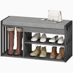 Schuhregal mit Sitzbank, Flurregal für Schuhe, Schuhschrank mit 3-stufigem Design, für Flur, Eingangsbereich, Wohnzimmer, Schlafzimmer, Grau