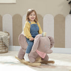 Schaukeltier, Elefant-Schaukel, interaktive Tierger?usche, Holzrahmen, f¨¹r Kinder 1,5-3 Jahre, 65 x 32 x 49 cm, Braun