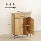 Badezimmerschrank, zweistufige Regale, gro?e Schublade, Industriestil, Eichenoptik