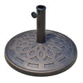 14 kg Round Garden Parasol Base Holder Decorative Resin Umbrella Stand with Adjustable Coupler for Outdoor Patio Market, Bronze Tone