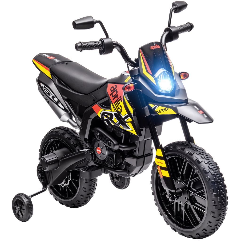 12V Kinder-Motorrad mit St¨¹tzr?dern, LED-Lichtern, Musik, USB, Elektro-Motorrad f¨¹r Jungen und M?dchen, Gelb