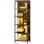 Bücherregal mit 5 Ebenen Standregal mit LED-Beleuchtung, 7 Lichtfarben, für Wohnzimmer, 60 x 30 x 179 cm Schwarz