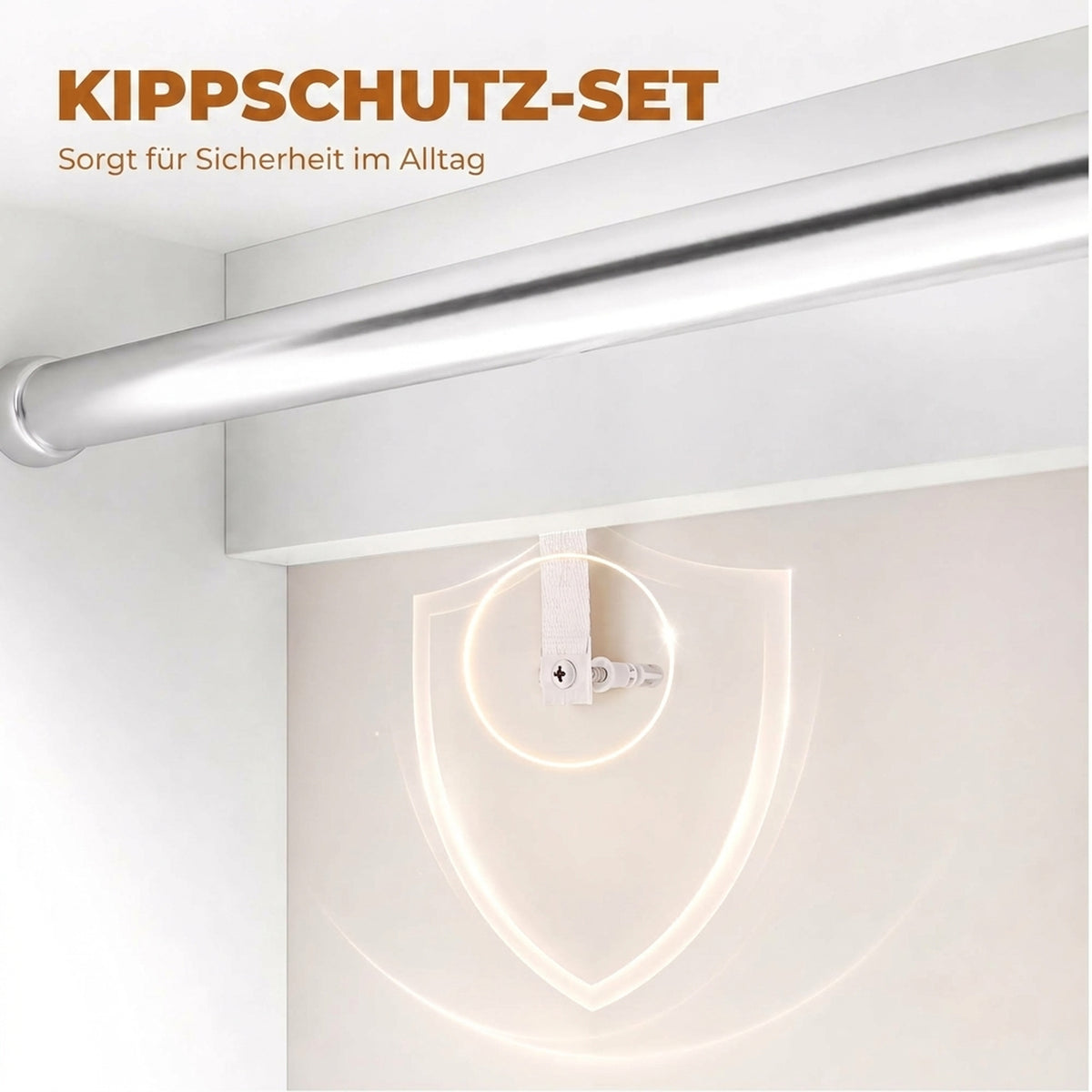 Kleiderschrank mit Spiegel, schmaler moderner Garderobenschrank mit Kleiderstange und Ablagefächern, Weiß