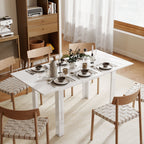 Ausziehbarer Esstisch, 120-160 x 70 cm, verstellbarer Küchentisch für 4-6 Personen, MDF, Hochglanzweiß