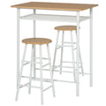 Bartisch Set Bartisch mit 2 Barhockern Essgruppe Küchentisch mit Lagerregal Esstisch für Esszimmer, Küche, Weiß