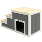 Haustiertreppe Hundetreppe, 3 Stufen, Kiefernholz, 79 cm x 38,5 cm x 45 cm, Natur + Wei?