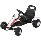 Gokart, Tretauto mit verstellbarem Sitz, Bremse, Pedalantrieb, Tretfahrzeug mit Vor- und Rückwärtsgang, Kinderfahrzeug bis 35 kg belastbar, für Kinder 3-6 Jahre Weiß