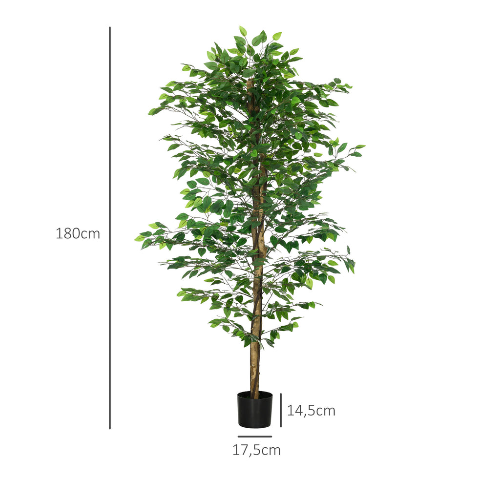 K¨¹nstlicher Ficus-Baum, realistisch, pflegeleicht, inkl. Topf, 180 cm hoch, Gr¨¹n